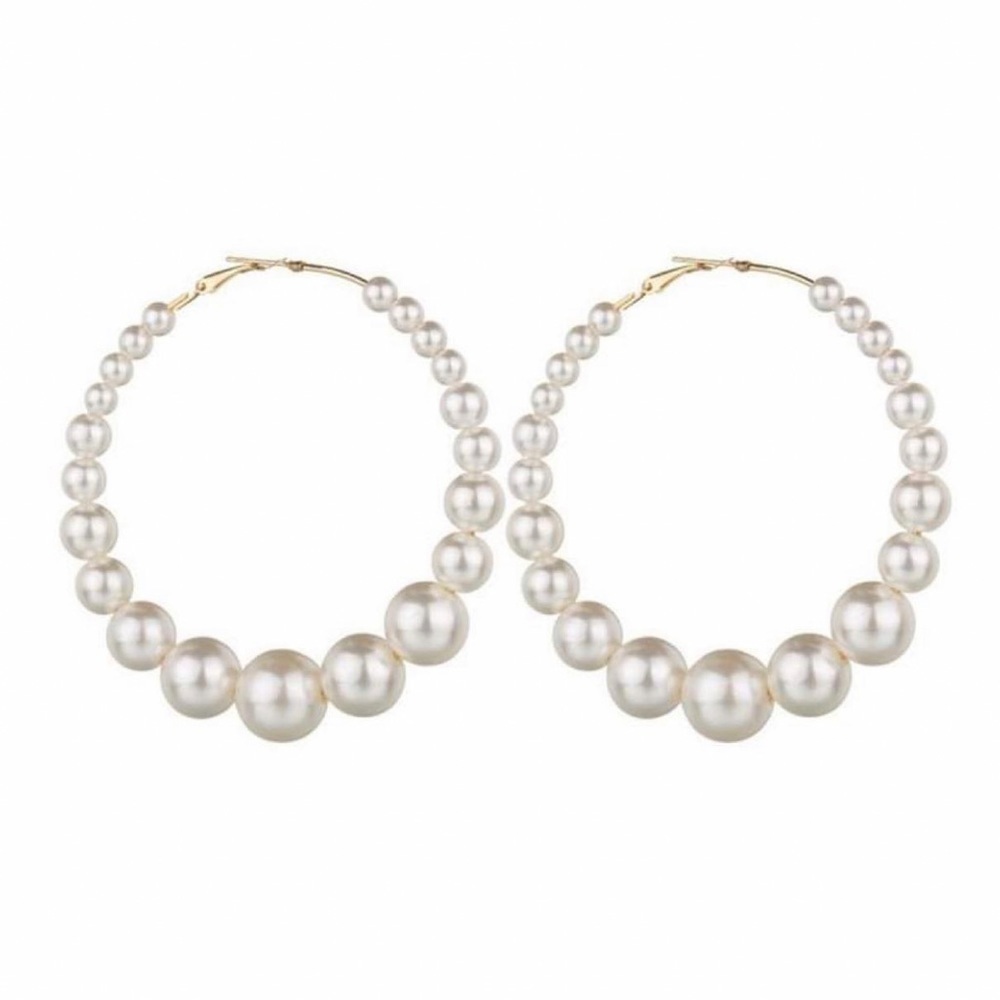 FAUX pearl hoop earrings. NWOT